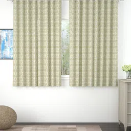 Story@home Beige Pack Of 4 Geometric Room Darkening Window Curtain-image-26
