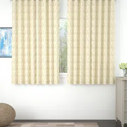 Story@home Set of 4 Cream-Coloured & Beige Floral Room Darkening Window Curtain-picture-31
