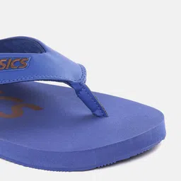 ASICS Unisex Blue & Bronze-Toned Brand Logo Printed Thong Flip-Flops image 3