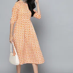 HERE&NOW Ethnic Motifs Printed A-Line Midi Ethnic Dress image 5