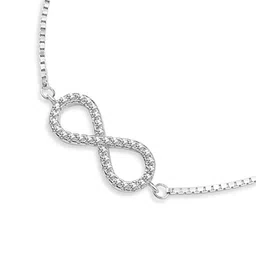 Zavya Women Sterling Silver Cubic Zirconia Rhodium-Plated Charm Bracelet image 5