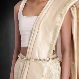 Peora White Antique Gold Plated Kundan Studded Embellished Kamarbandh-picture-13