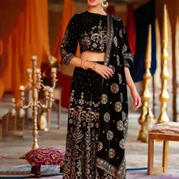 Juniper Floral Printed Foil Print Ready to Wear Lehenga & Blouse With Dupatta image 4