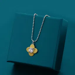 Carlton London Women Rhodium-Plated CZ Studded Pendant with Chain-image-43