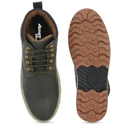 Azzaro Black Men Round Toe Lace-Up Mid-Top Regular Boots image 3