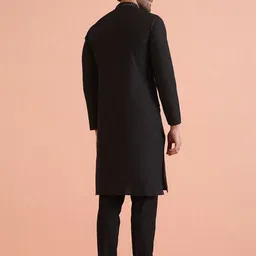 KISAH Men Ethnic Motifs Embroidered Regular Mirror Work Kurta with Trousers image 2