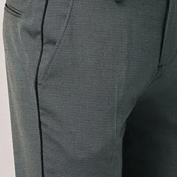 INVICTUS Men Charcoal Grey Slim Fit Self Design Formal Trousers image 4