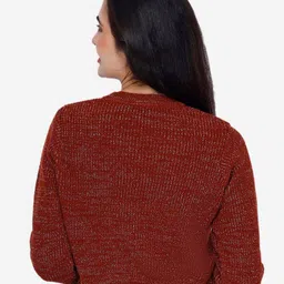 JoE Hazel Self Design  V-Neck Crop Acrylic Crop Pullover image 5