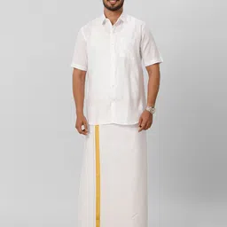 Ramraj Men Pack of 2 Zari Pure Cotton Dhotis image 4