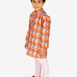 Superminis Boys Ethnic Motifs Printed Pure Cotton Kurta with Pyjamas image 4