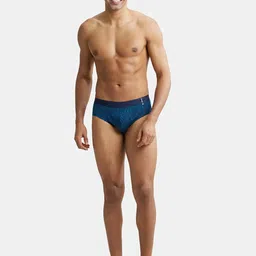 Jockey Men Pack Of 2 Teal Printed Cotton Basic Briefs image 2