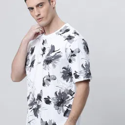 Kryptic Floral Printed Round Neck Drop Shoulder Oversized Pure Cotton T-shirt image 2