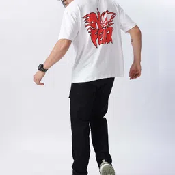 Eszett Men Typography Printed Round Neck Cotton Oversized T-shirt image 3