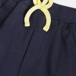 Fisher Price X Moms Love Infant Boys Navy Blue & Yellow Striped Pure Cotton Pyjamas Set image 2