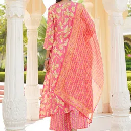 KALINI Women Floral Printed Kurta with Palazzo & Dupatta image 4