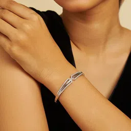 Kushal's Fashion Jewellery Women Cubic Zirconia Rhodium-Plated Kada Bracelet-picture-14