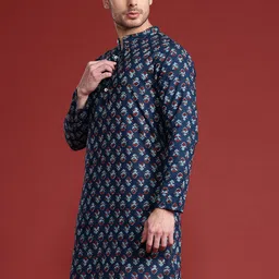 Anouk Band Collar Indie Floral Printed Pure Cotton Kurta image 2
