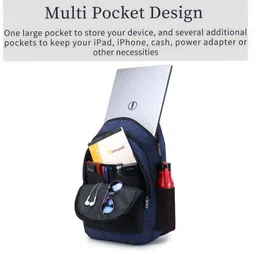 LOOKMUSTER Unisex Blue & Black Colourblocked Backpack image 5