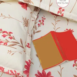 URBAN SPACE Pink & White Printed 200 TC Cotton Double Queen Bedsheet With 2 Pillow Covers image 5