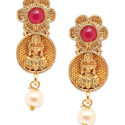 Digital Dress Room Flower & Laxmi Pendant Mangalsutra With Earrings Set image 4