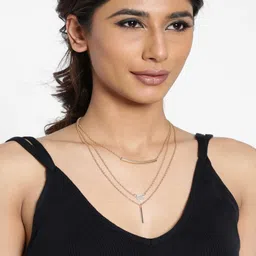 OOMPH Gold-Toned Alloy Gold-Plated Layered Necklace Set of 2 image 5