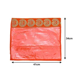 Kuber Industries Set Of 6 Orange & Transparent Zari Border Flip Single Packing Saree Cover Organizers image 2