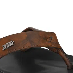 Azzaro Black Men Brown & Black Solid Thong Flip-Flops image 3
