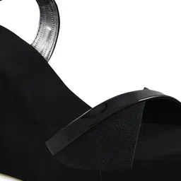 Shoetopia Women Black Solid Wedges image 5