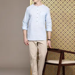 House of Pataudi Solid Round-Neck Rozana Kurta image 2