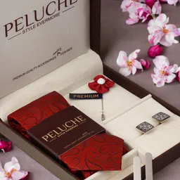 PELUCHE Men Red & Silver-Toned Accessory Gift Set-image-32