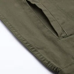 WROGN Men Olive Green Solid Denim Jacket with Detachable Hood image 4