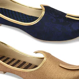 DESI COLOUR Men Pack of 2 Multicoloured Woven Design Mojaris image 5