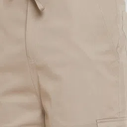 Hypernation Men Beige Solid Regular Fit Cargo Shorts image 3