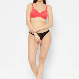 Floret Pack of 2 Coral Pink Solid Non-Wired Lightly Padded Push-Up Bras T3052 image 4