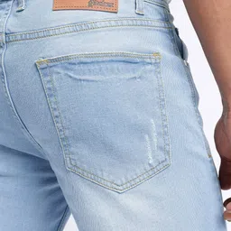 glitchez Men Cool Vibe Relaxed Fit Mildly Distressed Light Fade Jeans image 4