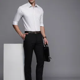 Raymond Slim Fit Micro-Ditsy Printed Pure Cotton Formal Shirt image 4