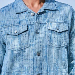 Campus Sutra Men Lightweight Denim Jacket with Patchwork image 2