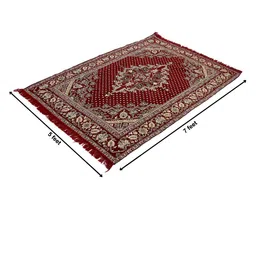 Kuber Industries Maroon & Beige Traditional Printed Superfine Velvet Anti-Skid Carpet image 5