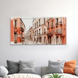 999Store Orange & White Abstract Canvas Painting Wall Art image 1