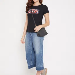 Marvel by Wear Your Mind Women Black Marvel Printed Cotton Pure Cotton T-shirt image 4