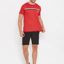 Bishop Cotton Men Red Striped Round Neck T-shirt image 5