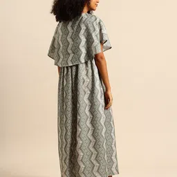 Mystere Paris Geometric Print Flared Sleeve Maternity A-Line Maxi Dress image 2