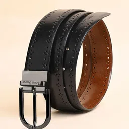 LOUIS STITCH Men Textured Leather Reversible Formal Belt image 1