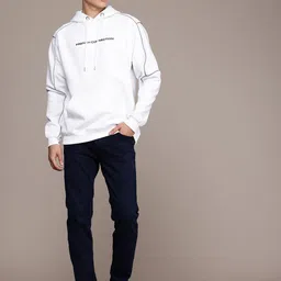 French Connection Minimal Brand Logo Printed Hooded Sweatshirt image 4