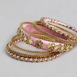 Peora Women 18Pcs Gold-Plated Kundan Studded Bangles Set image 5