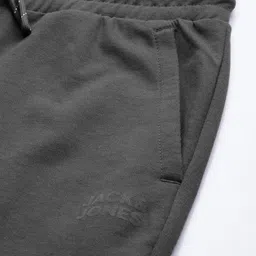 Jack & Jones Men Charcoal Grey Solid Straight Fit Track Pants image 2