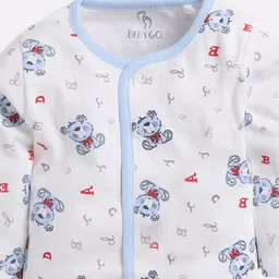 BABY GO Infants White & Blue Pack of 3 Printed Cotton Jhablas image 5