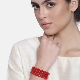 I Jewels Women Red Gold-Plated Wraparound Bracelet-picture-18