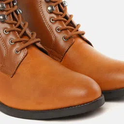 Roadster Men Tan Brown Solid Mid-Top Flat Boots image 4