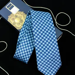 PELUCHE Blue Woven Design Broad Tie-image-27